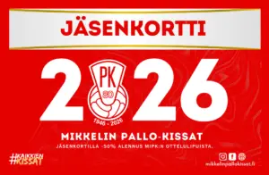 Mikkelin Pallo-Kissojen jäsenkortti 2026. Mikkeli jäsenedut alennukset jalakapllo MiPK